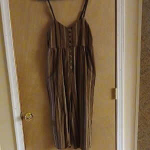 Forever 21 Brown and Blue Striped Jumpsuit